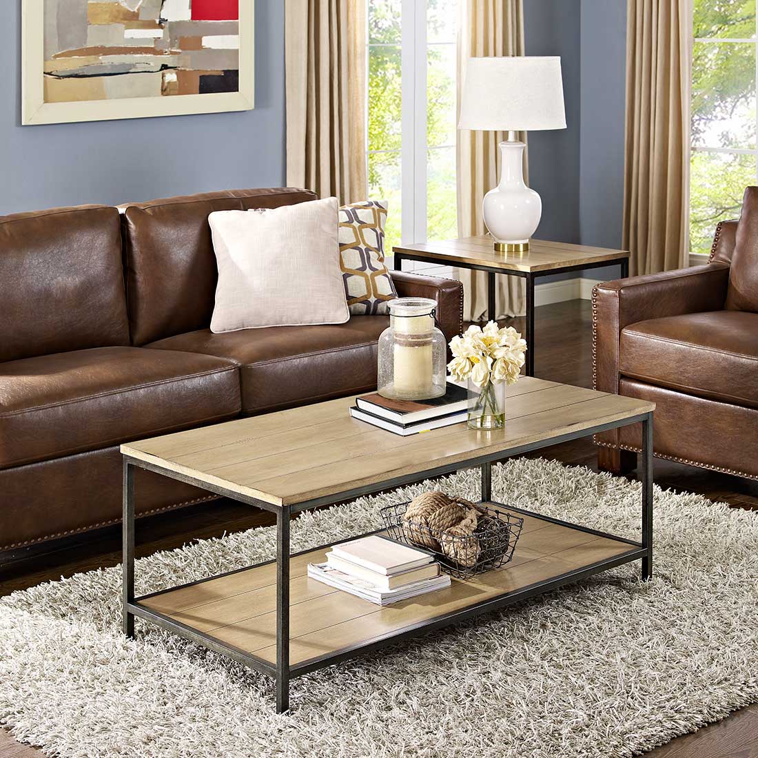 サイドテーブル・ナイトテーブル・ローテーブル Mobley Works Coffee Table Zion Coffee Table Set – Meadow Blu