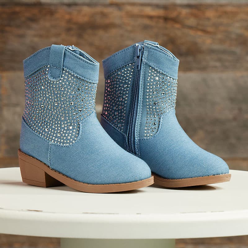 Toddler Rhinestone Denim Cowboy Boots Cracker Barrel