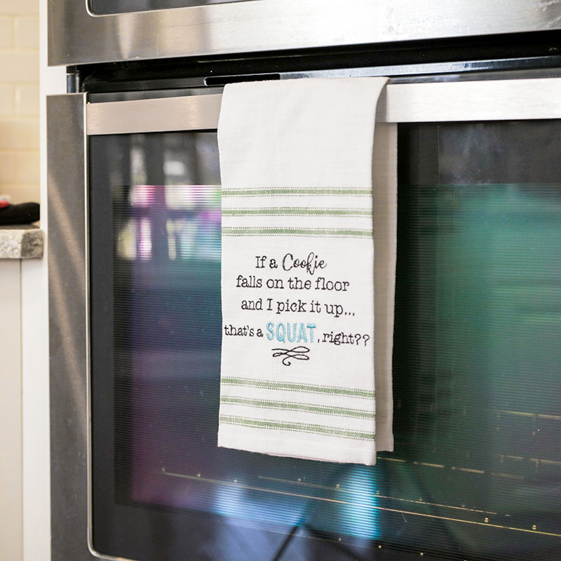 Cookie Squat Embroidered Slub Tea Towel Cracker Barrel