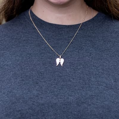Gold Mother of Pearl Angel Wings Necklace