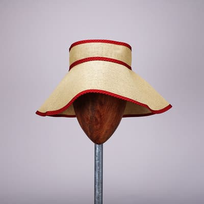 Straw Visor with Red Trim