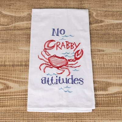 Crabby Attitude Embroidered Flour Sack Towel
