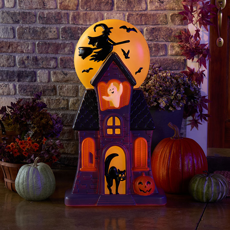 【HALLOWEEN　Party♪】✦BLACKハウス✦家具＆小物など全て付き♡ Haunted House Blow Mold - Cracker Barrel