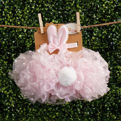 Infant Bunny Polka Dot Tutu Headband Set