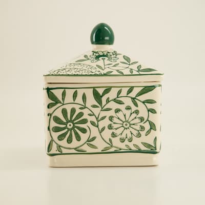 Ceramic Green Decorative Trinket Box
