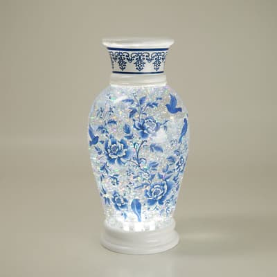 Floral Vase Glitter Globe