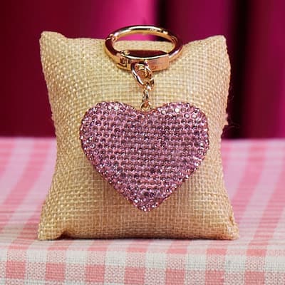 Pink Bling Heart Keychain