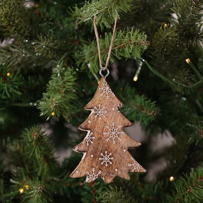 Wooden Carved Tree Ornament