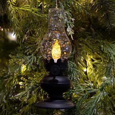 Oil Lamp Glitter Globe Ornament