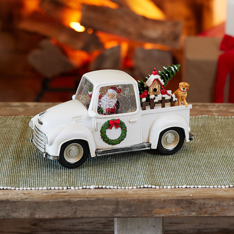 Santa in Truck Glitter Globe Cracker Barrel