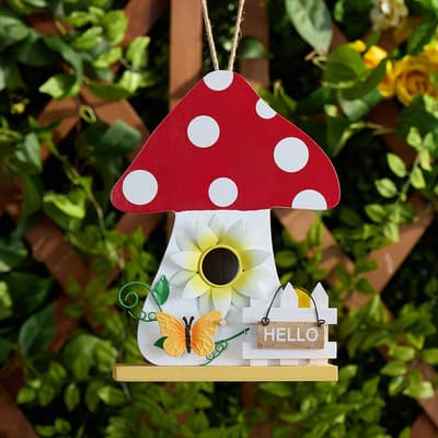 Wooden Mushroom Birdhouse