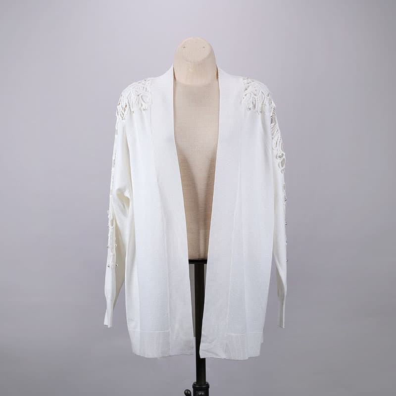 White cardigan 2024 with pearls