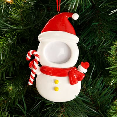 Claydough Snowman Photo Frame Ornament