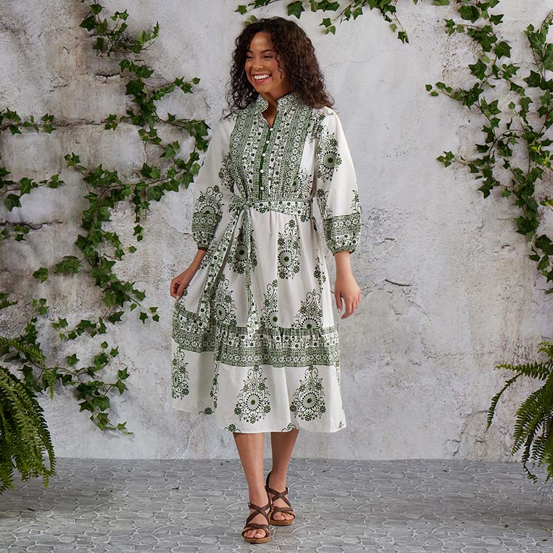 Midi Border Print Dress - Cracker Barrel