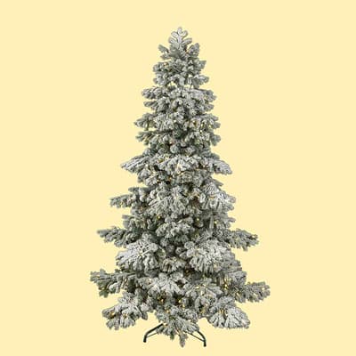 9' Prelit Quick Connect Flocked Tree