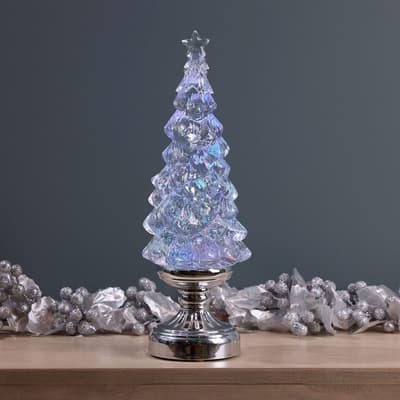 Silver Tree Glitter Globe