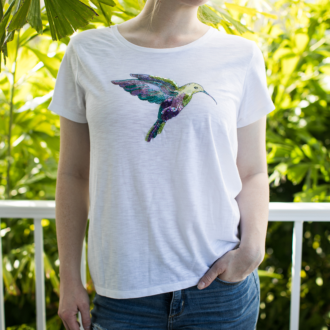 Jeweled Hummingbird White Tee Cracker Barrel