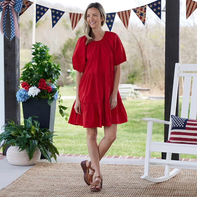 Red Triple Bow Back Dress - Cracker Barrel