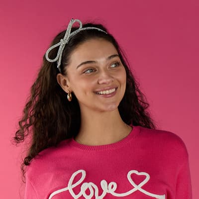 Silver Bling Bow Headband