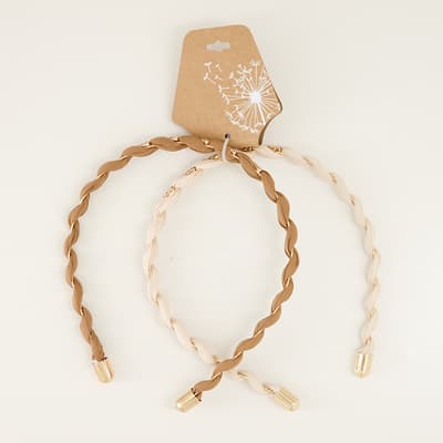 2 Pack Neutral Gold Rhinestone Wrapped Headbands