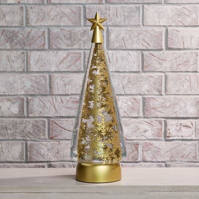 Gold Christmas Tree Glitter Globe