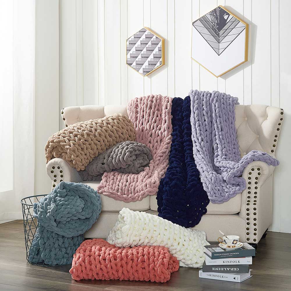 Cracker Barrel Chenille Knitted Throw