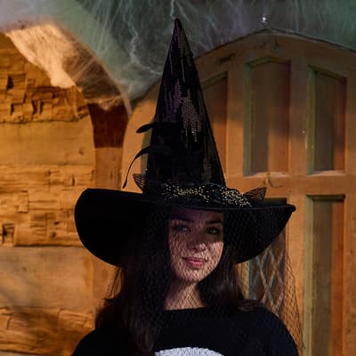 Black Gold Sequin Witch Hat