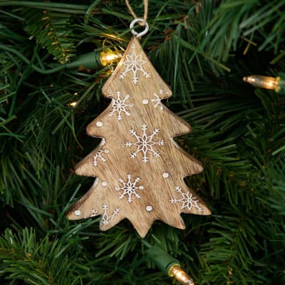 Wooden Carved Tree Ornament