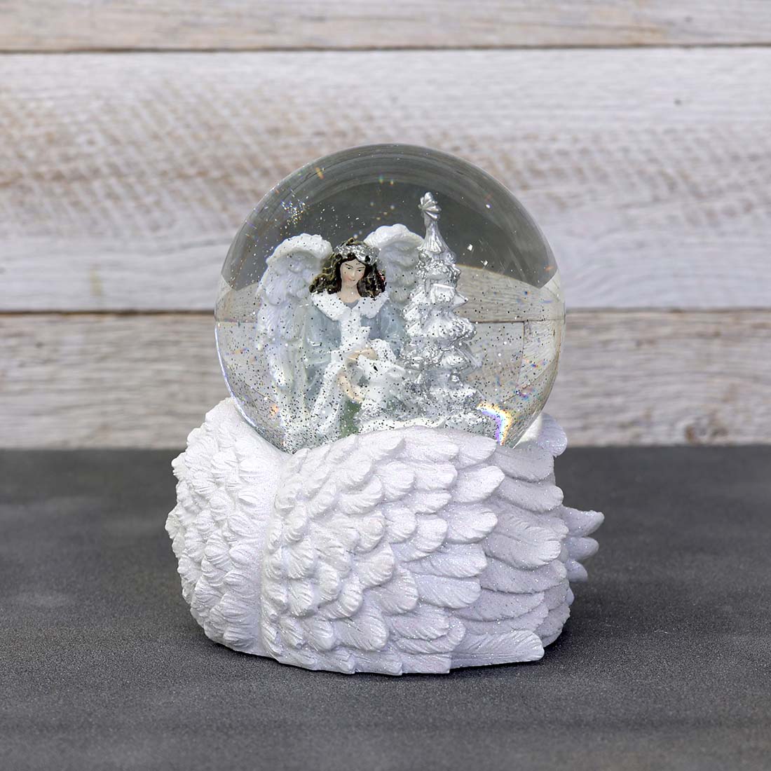 Winter Angel with Deer Glitter Globe Snow Globe Cracker Barrel