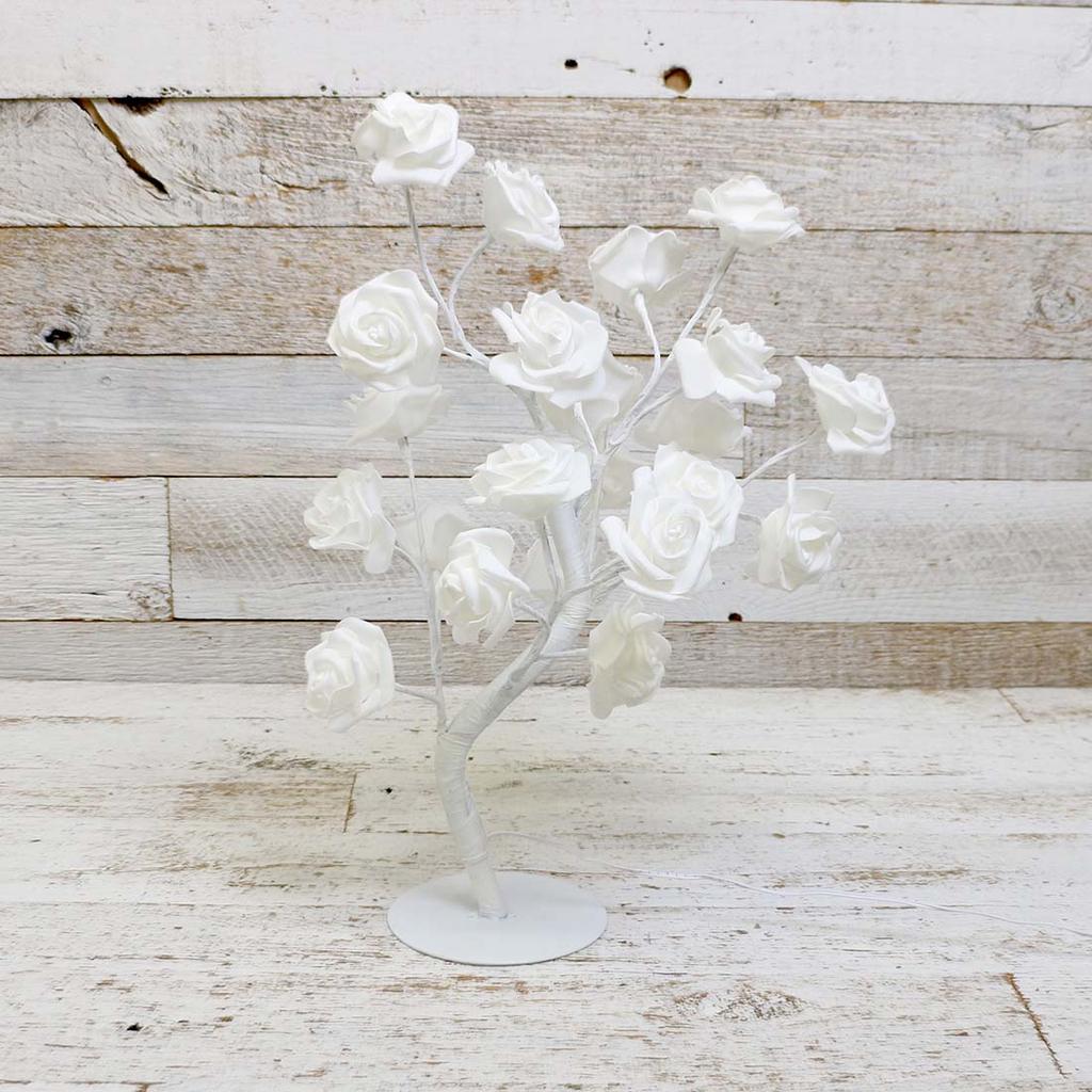 Light Up White Rose Tree Cracker Barrel