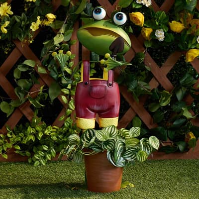 Metal Frog Planter