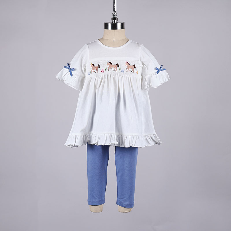 Infant Knit Smocked Horse Top and Legging Set Horse Cracker Barrel