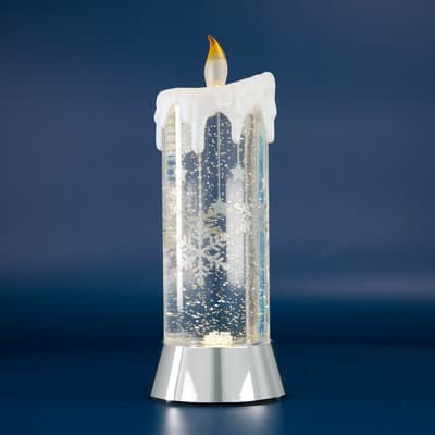 Lighted Candle Glitter Globe - Large