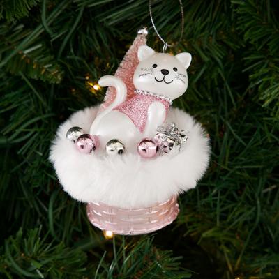 Cat In Basket Ornament