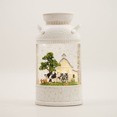 Milk Can Glitter Globe