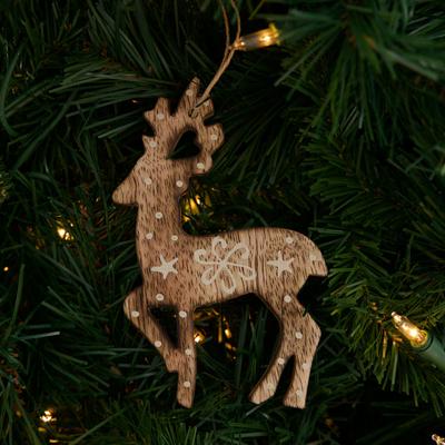 Wooden Standing Reindeer Ornament