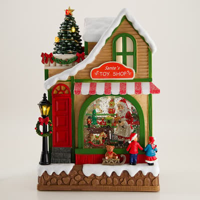 Musical Santa's Shop Glitter Globe