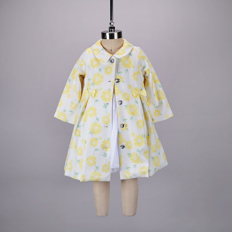 Infant Flower Print Yellow Coat and Tutu Dress - Cracker Barrel