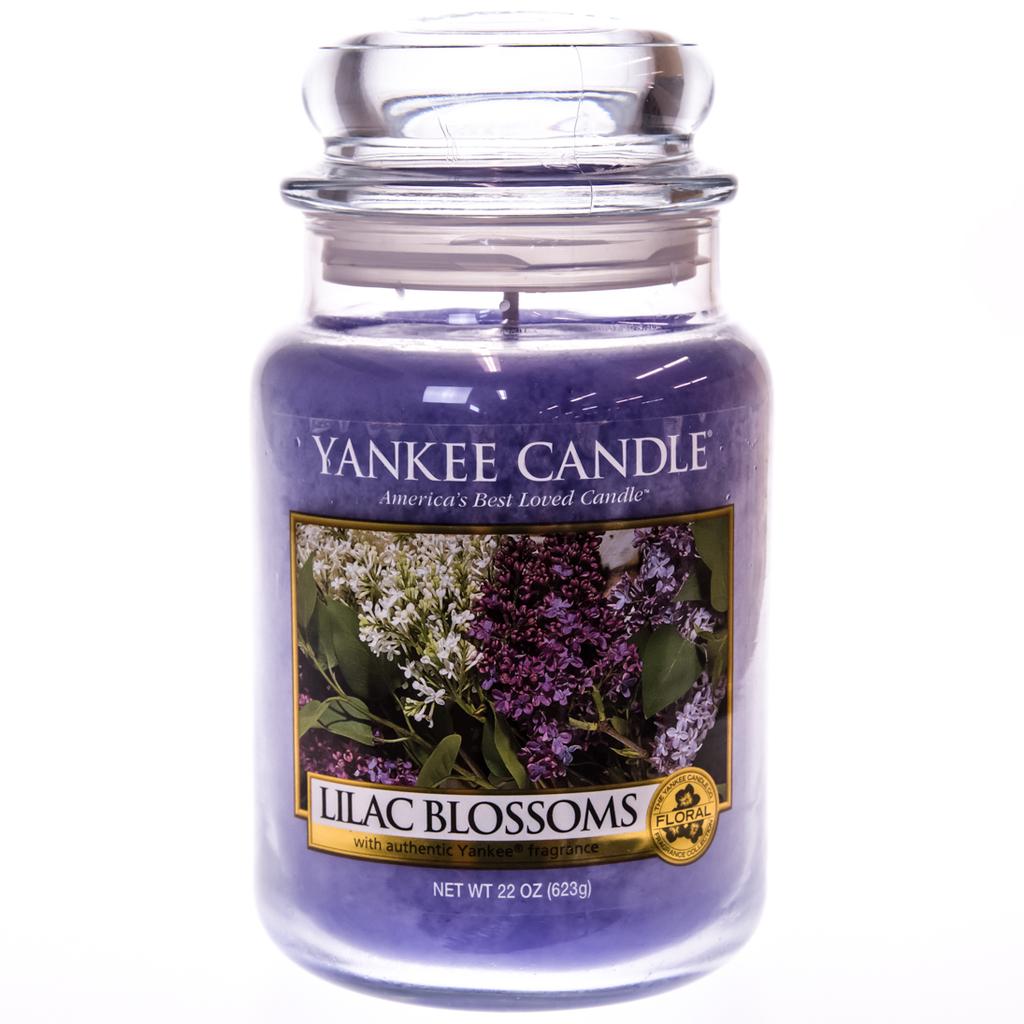 YANKEE CANDLE Large 22 oz Glass Jar Candle LAVENDER FLOWERS Floral PURPLE  New