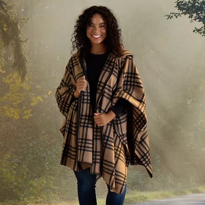 Camel and Black Plaid Wrap