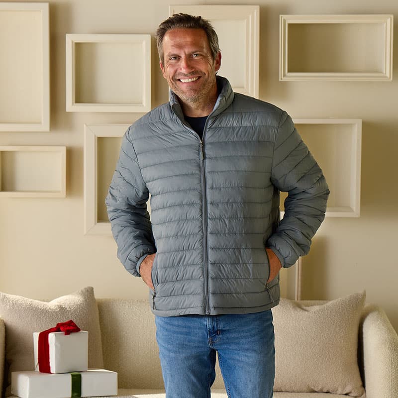 Packable Quilted Gray Jacket Cracker Barrel