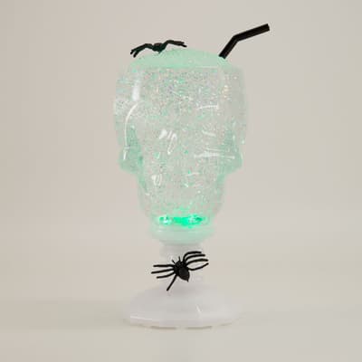 Skull Head Beverage Glitter Globe