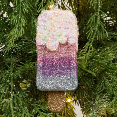 Pink and Purple Glitter Popsicle Ornament