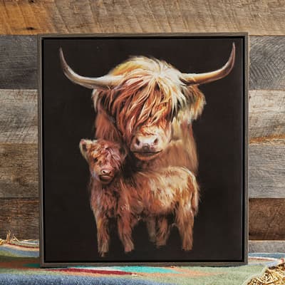 Cow and Baby Canvas Wall Hanging