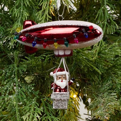 African American Santa In Blimp Ornament