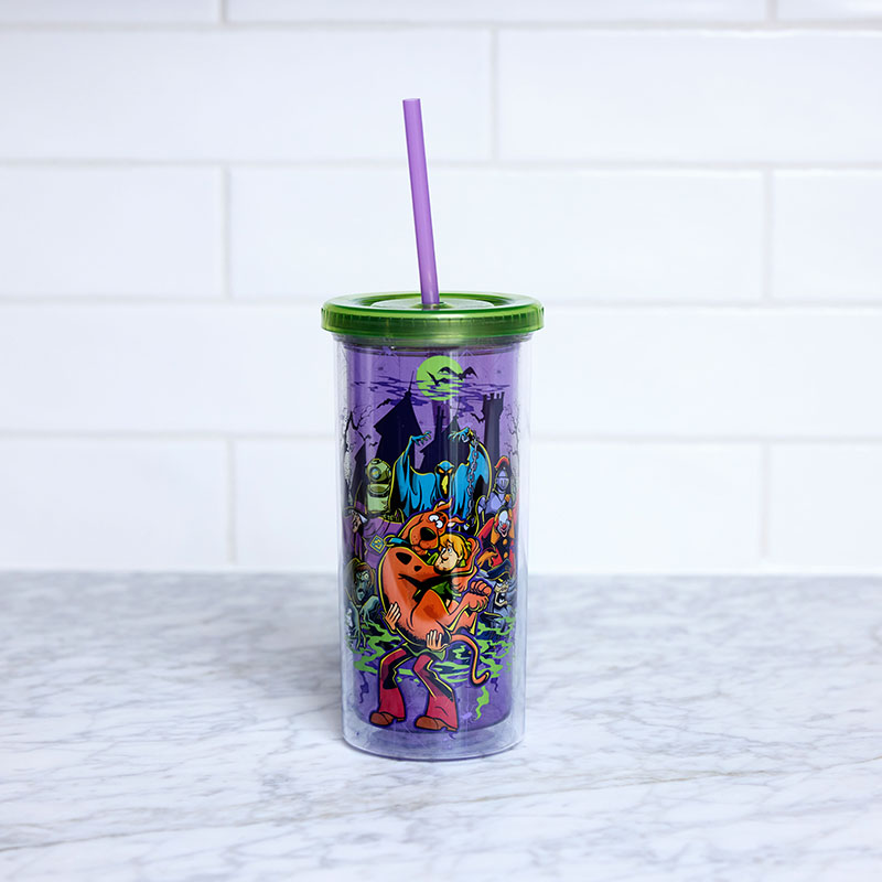 Vintage Scooby-Doo Tumbler Cup with Straw Zak Designs 1999