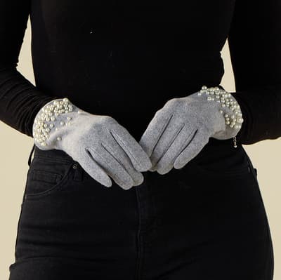 Heather Gray with Pearls Gloves