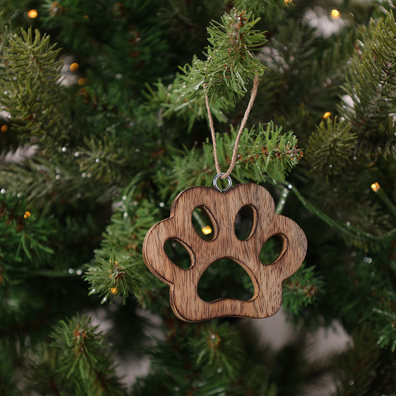 Wooden Paw Print Ornament Cracker Barrel