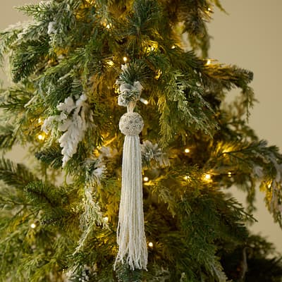 White Beaded Tassel Ornament