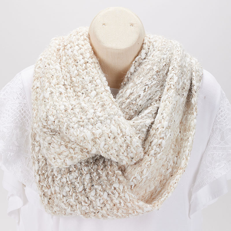 Cream with Lurex Infinity Scarf - Cracker Barrel